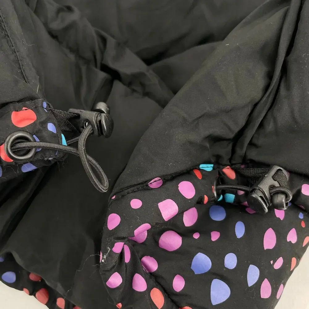 Lazy Oaf Midnight Lizard Puffer Jacket Black Rainbow Spotted Coat Unisex Size S